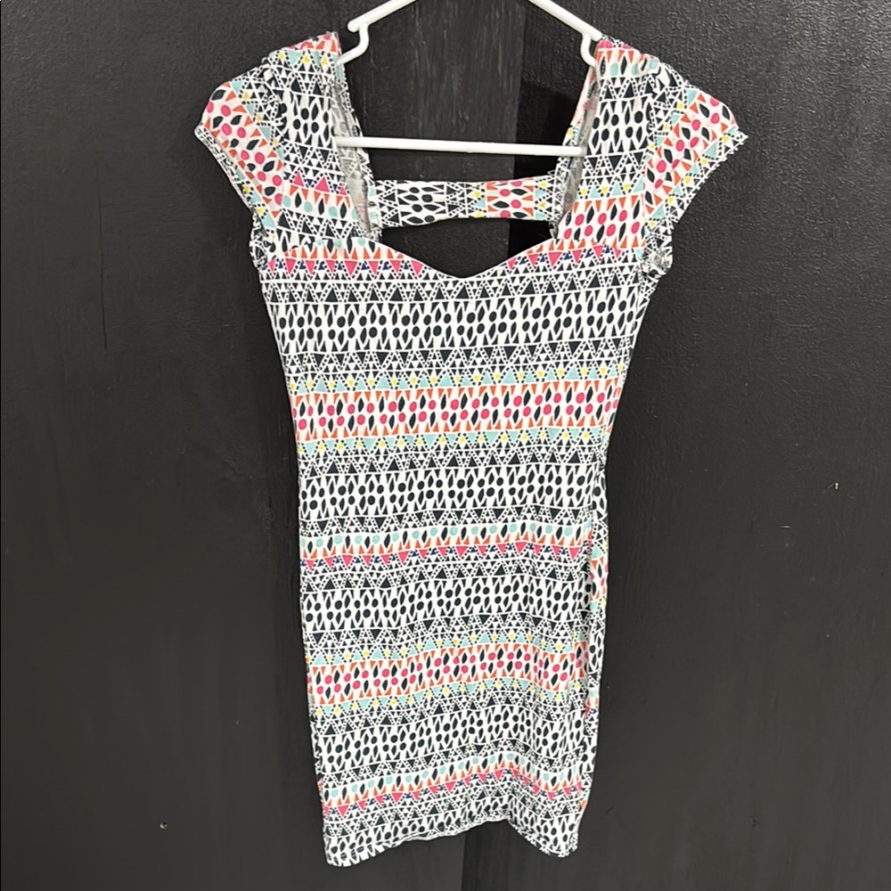 Charlotte Russe Pink and Black Bodycon Mini Dress Sweetheart Neckline